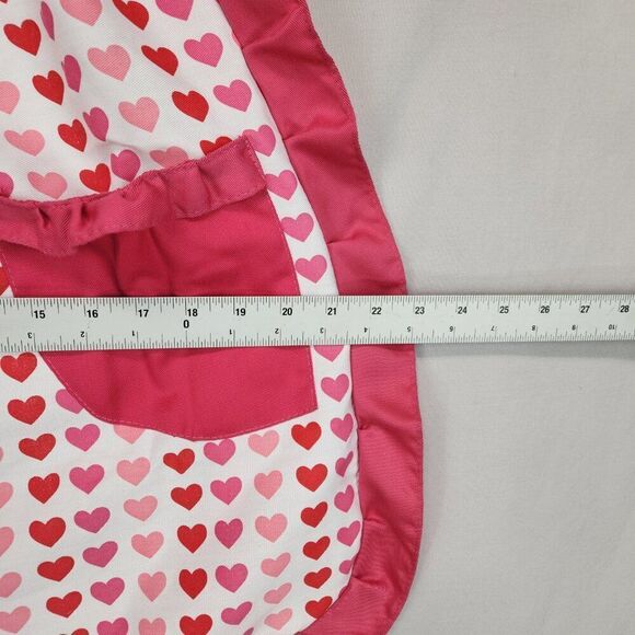 Pink Hearts and Ruffles Half Apron Pockets Cooking Kitchen Valentines Baking - Picture 4 of 5